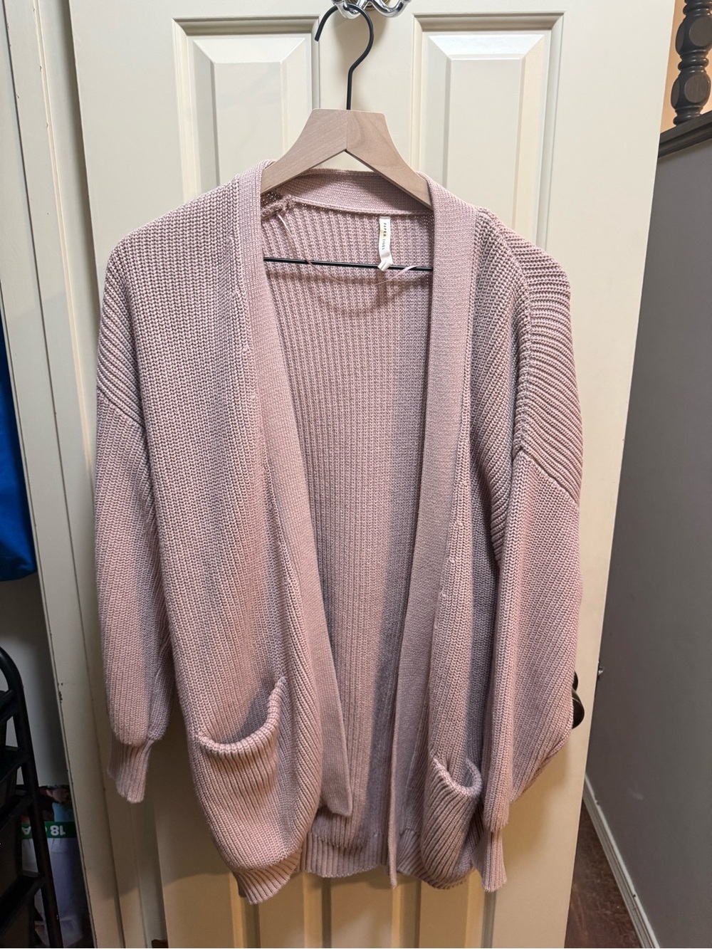 Paper Label Open-Front Women's Cardigan Sweater in Dusty Rose